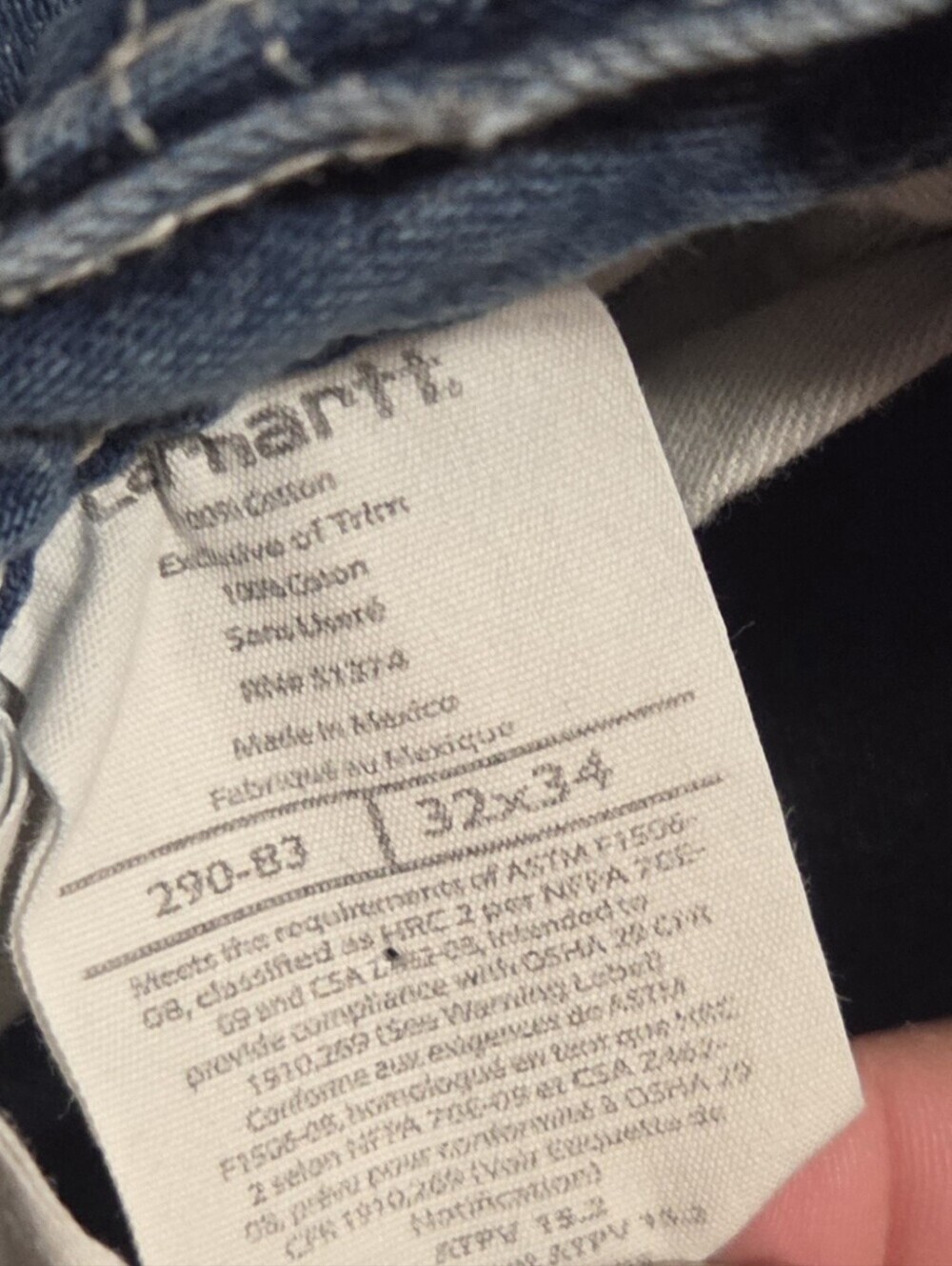 Carhartt FR Jeans Mens 32x34 Blue Straight Flame Resistant Work Chore Carpenter - Picture 7 of 10
